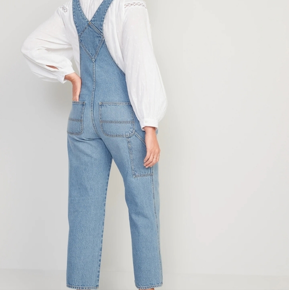 Maternity Side-Panel Slouchy Straight Jean Overalls - Picture 3 of 5